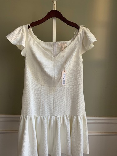 Rebecca Taylor Off the Shoulder Off White Textured Dress Women’s Size 12 - NWT - Picture 3 of 8