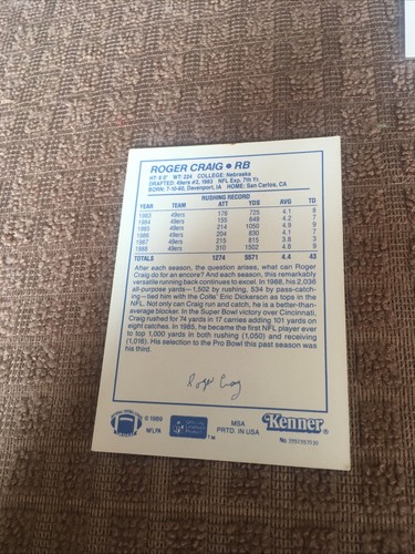 1989 Kenner Starting Lineup Card Roger Craig San Francisco 49ers - Picture 6 of 6