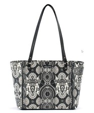 NWT Sakroots Metro Tote Black White Wanderlust Coated Canvas SHIP INTL