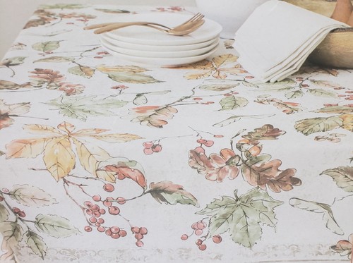 Printed Fabric Tablecloth,60"x84" Oblong(8-10 ppl)FALL LEAVES,ABSTRACT AUTUMN,BM - Picture 13 of 24