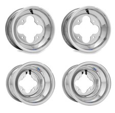 DWT Polished Rolled Lip Front 10" and Rear 8" Wheels Rims YFZ450 Raptor Banshee