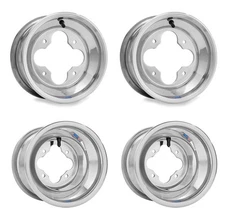 DWT Polished Rolled Lip Front 10" 4+1 Rear 9" Wheels Rims YFZ450 Raptor Banshee 