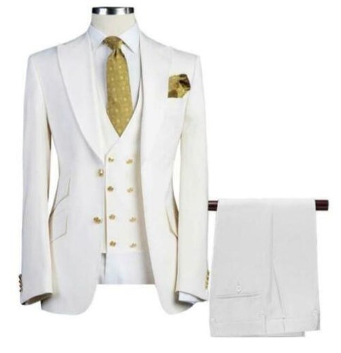 3Pcs Suits Wedding Suit Mens Formal Groom Tuxedos Blazers Prom Dinner Peak Lapel - Picture 19 of 25