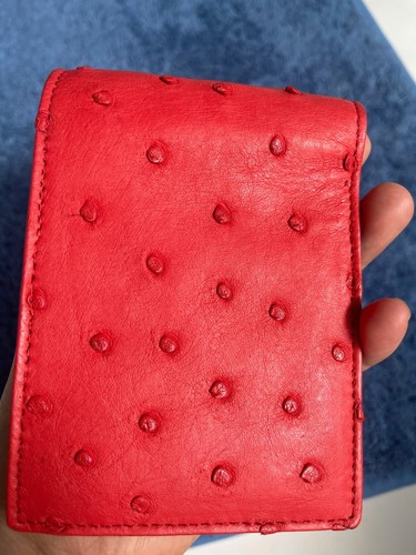 Genuine Ostrich Skin Leather Wallet Men's Bifold Real - Picture 6 of 19