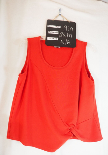 CABI Knotty Tank Top Shirt MEDIUM Bright Red/Orange Asymmetric Twist Front - Picture 5 of 5