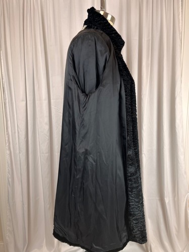 Valerie Stevens Mob Wife Faux Swakara Long Sleeve Mid Length Black Coat SZ XL - Picture 8 of 11