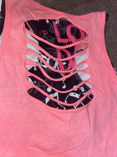Justice Pink Dance Sz 14 Tank Built In Sports Bra Guc Birthday Vacation #2 - Picture 8 of 8