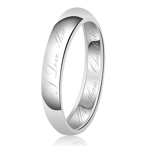 Sterling Silber 925 Paare I Love You More Than Schokolade Ehering Ring - Bild 3 von 7