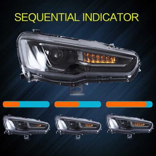 VLAND Pair LED Projector Headlights For Mitsubishi Lancer EVO X 2008-2017 US - Picture 4 of 13
