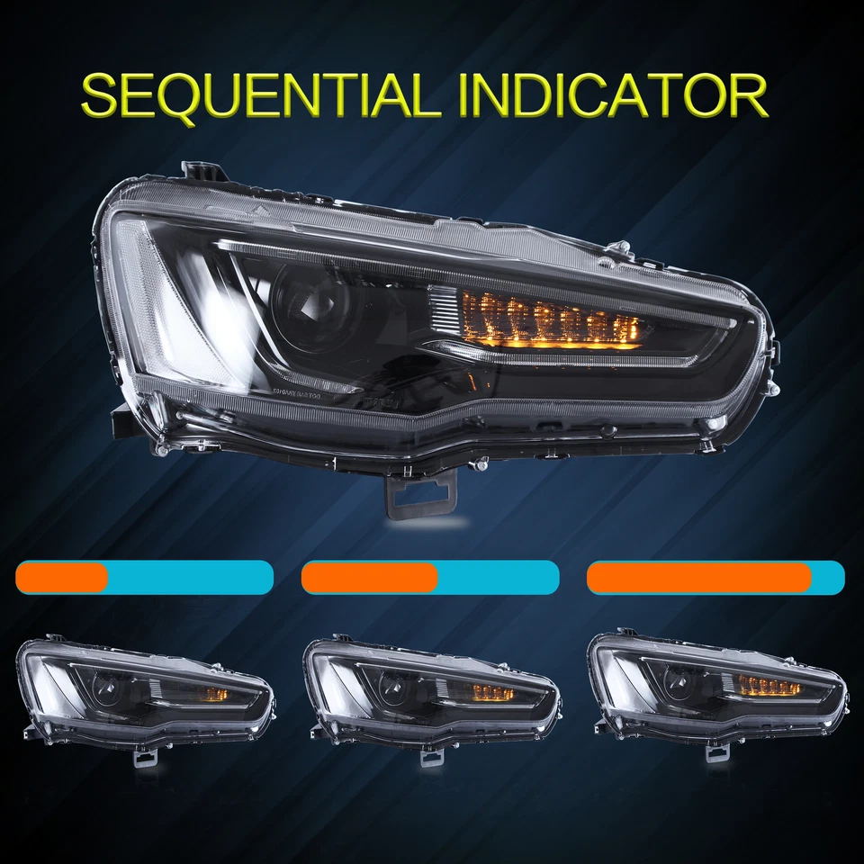 VLAND LED Projector Headlights For Mitsubishi Lancer EVO X 2008-2017 Plug & Play - Image 4 of 4