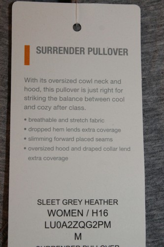 LUCY Womens SURRENDER Hooded Pullover TOP Heather Grey Tan MEDIUM M - Picture 3 of 5