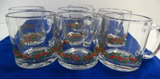 Libby Holly & Ribbon Christmas Mugs Cups Set of 7
