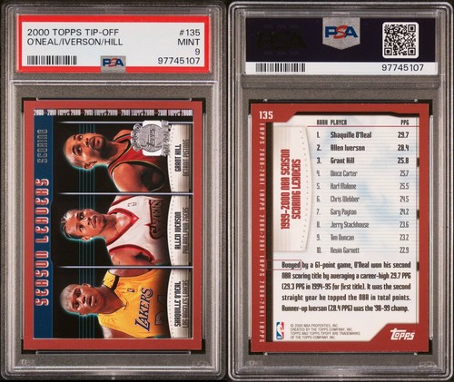 2000 Topps Tip-Off #135 Shaquille O'Neal, Allen Iverson, Grant Hill PSA 9 Pop 1 - Picture 3 of 3