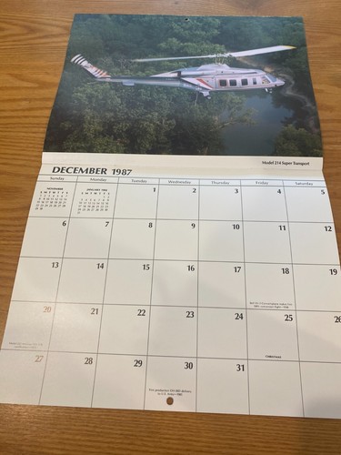 1987 Bell Helicopter Textron Appointment Calendar Bell XV-15 206 Cobra AH-1J 222 - Picture 14 of 15
