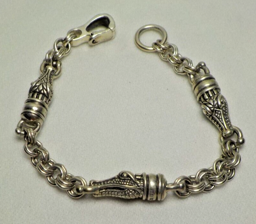 BARRY KIESELSTEIN CORD STERLING SILVER ALLIGATOR HEAVY BRACELET RARE FIND