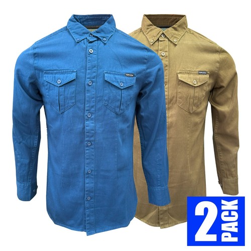 Men's Shirt 100% Cotton Long Sleeve Button Up Plain Business Smart Casual Tops - Picture 22 of 27