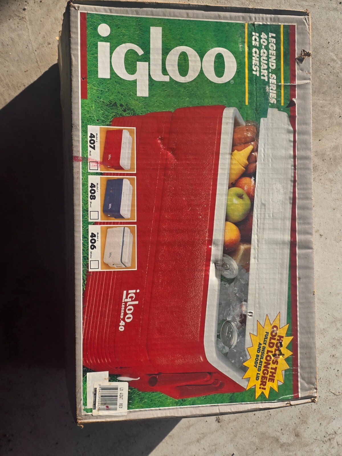 New In Box NIB Igloo vintage Cooler Legend 40 Red 407 Made in USA
