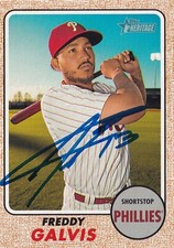 FREDDY GALVIS SIGNED AUTO'D 2017 TOPPS HERITAGE CARD #215 PHILADELPHIA PHILLIES