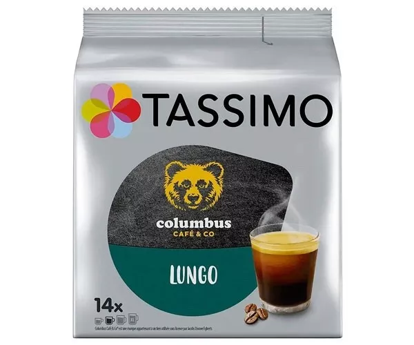 JACOBS Columbus Lungo Tassimo Compatible Coffee Capsules Box 16 Drinks