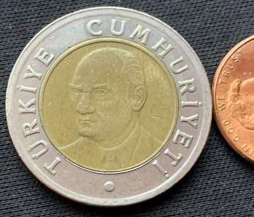 2005 Turkey 1 Yeni Lira Coin XF Bi Metallic #K2269 - Picture 2 of 2