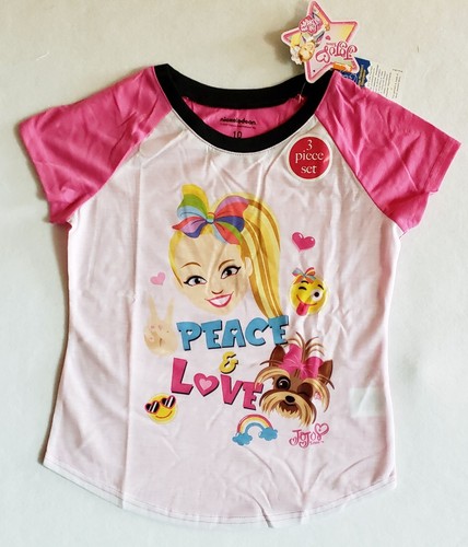 JoJo Siwa "Peace & Love" 3-Piece Pajama Set Girls' Size 10/New - Picture 2 of 7