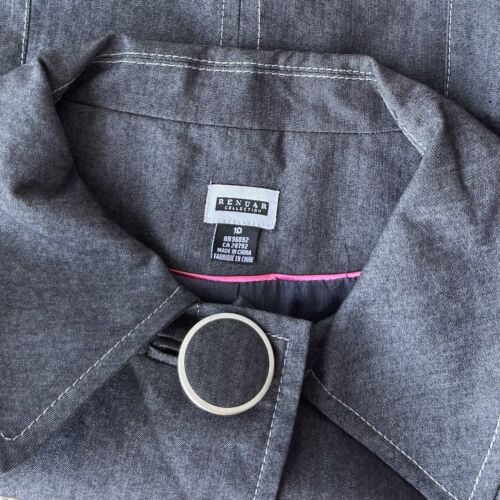 NWT Kenar Women’s Jacket Lined Short Sleeve Linen Blend Black Collar Size 10 Y2k - Picture 3 of 3