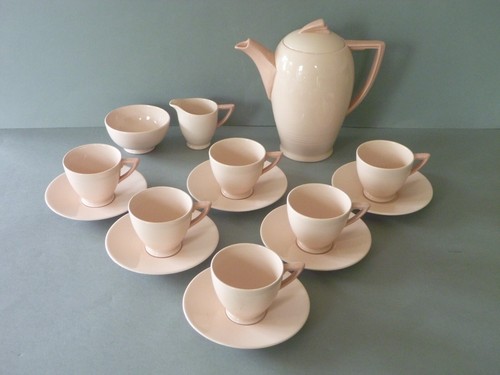 Wedgwood & Co Blush Rose Coffee Set - Art Deco Pink Mid Century MCM - Picture 1 of 24