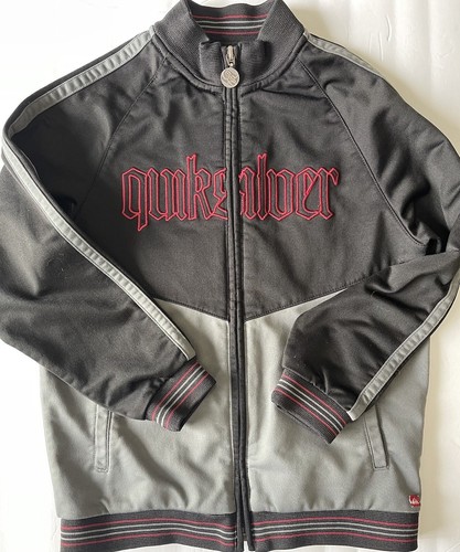 QUIKSILVER Kids Black Gray Red Embroidery Logo Full Zip Track Jacket Boys Size 7 - Picture 1 of 6