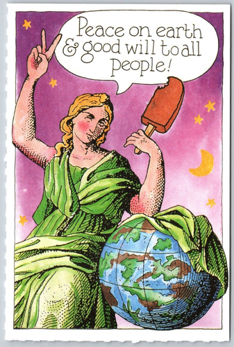 Postcard Ben & Jerry's Peace on Earth Good Will to All People Art 1991 - Picture 1 of 2