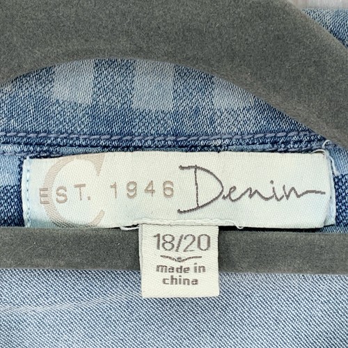 Cato Denim Jacket Size 18/20 Medium And Dark Blue Check Button Closure Stretch - Picture 3 of 6