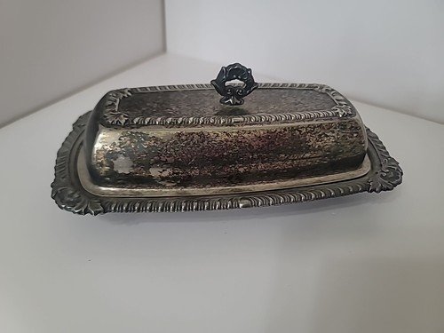 Vintage Silverplate Butter Dish With Glass Plate Unknown Makers Mark - Picture 8 of 11