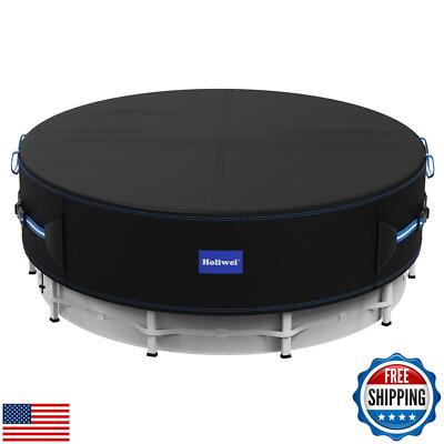#ad Holiwei 18 Ft Round Pool Cover with Reflective Strips 420D Swimming Pool Cov