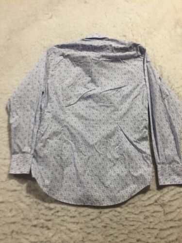 Spada Luxury Dress Shirt Mens 16.5 42 White Blue Long Sleeve Collared Pockets - Picture 9 of 10