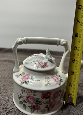 Vintage Arthur Wood #6330 Pink & White Rose Ceramic Teapot