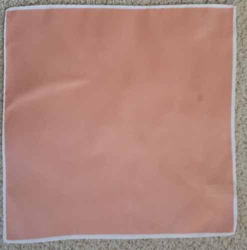 Men's 10 Inch Hand Rolled Peach W/White Border Pocket Square Handkerchief - Picture 7 of 11