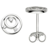Ohrstecker Aus 925 Silber Rhodiniert Kreise Mit 6 Zirkonia Ohrringe Ohrschmuck