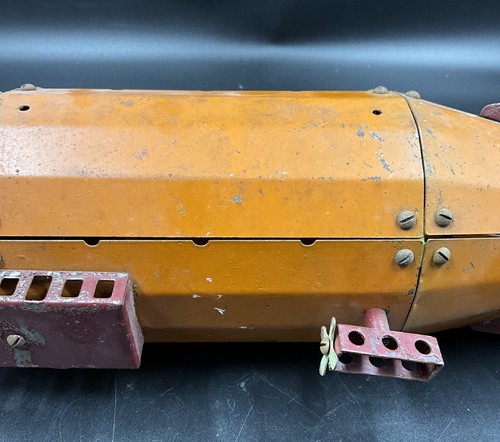 Antique Metal Orange ZEPPELIN Blimp 1920's Metalcraft #960 Airship Constructed - Picture 3 of 10