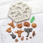 Animal silicone mould  - Lion Monkey Tiger Elephant Giraffe Hippo - Safari/Fores