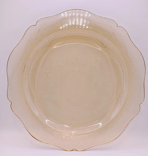 Vintage Federal Glass Yellow Dinner/serving Plate 11" , Patrician Spoke Pattern