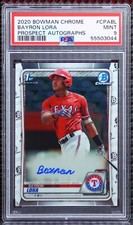 BAYRON LORA  -  2020 BOWMAN CHROME PROSPECT AUTOGRAPHS #CPABL   PSA 9