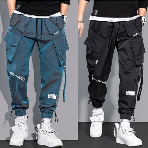Men's Multi-Pocket Trousers Trendy Streetwear Solid Sweatpants Casual Cotton New - Picture 1 of 16
