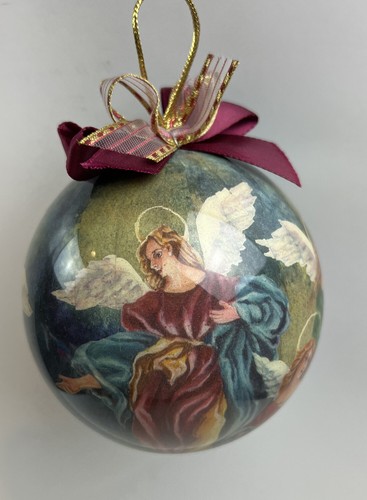 ENESCO Decopage Angels Ball Ornament by Patricia Reach ~ 1992 ~ Size 3”