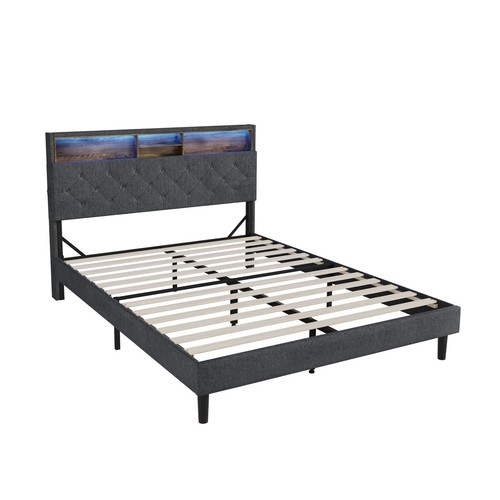 Oikiture Bed Frame Queen Double King Single with LED Storage Bedhead NOVI - Picture 2 of 45