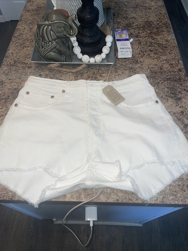 LEVI'S 501 HIGH RISE FRAYED HEM WOMEN'S SHORTS WHITEBOARD BRAND NEW 56327 0248