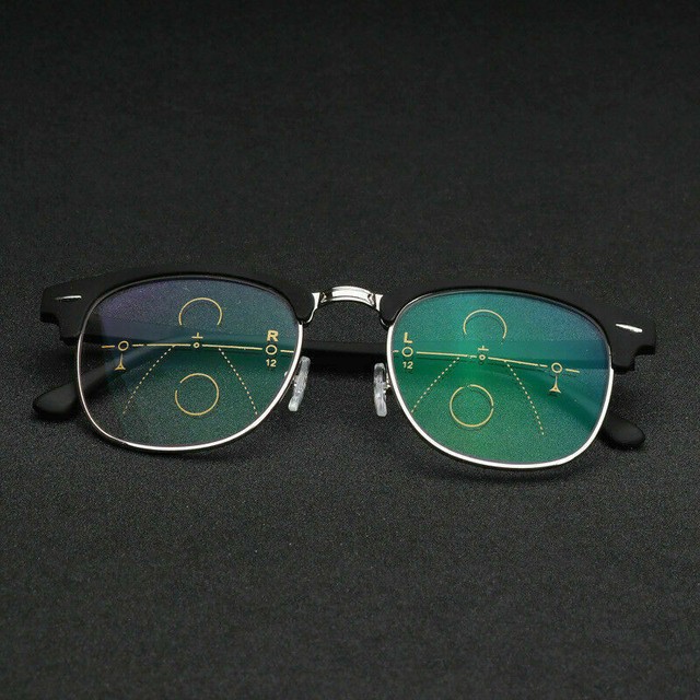 Multifocal Reading Glasses Progressive Varifocal Half Rimless Mens +1.0