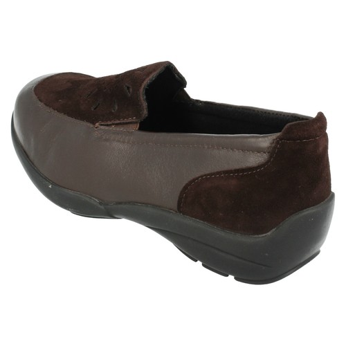 Mujer Marrón sin Cordones Cuero easy b Cuña Baja Ancho Ajuste Zapatos: Piazza - Imagen 12 de 17