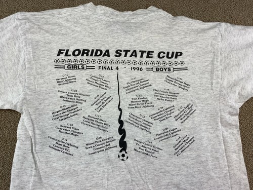 1996 Florida State Cup Soccer Shirt Reebok US Youth Soccer Gray Final 4 VTG - Picture 2 of 9