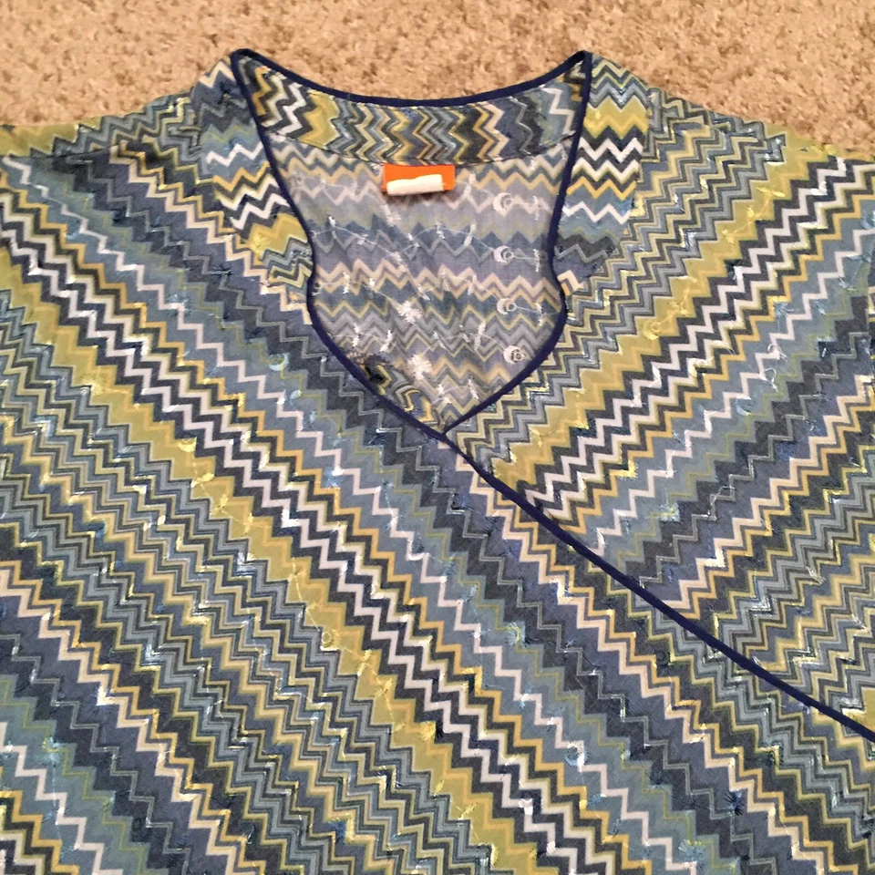 Barco Elan Scrub Top Womens 3XL Blue Geometric Short Sleeve - Image 3 of 4