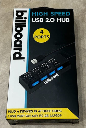 Billboard USB 2.0 High Speed 4-Port Splitter Hub NEW Factor Sealed PC Laptop etc - Picture 1 of 2
