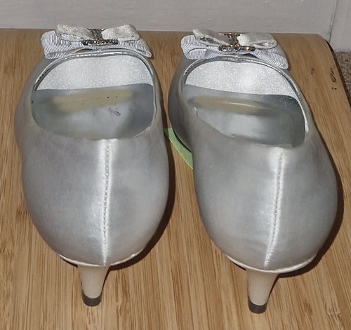 Silver Satin Peep Toe High Heels Shoes From Pavers 4 UK 36.5 EU Wedding BNIB - Picture 3 of 4